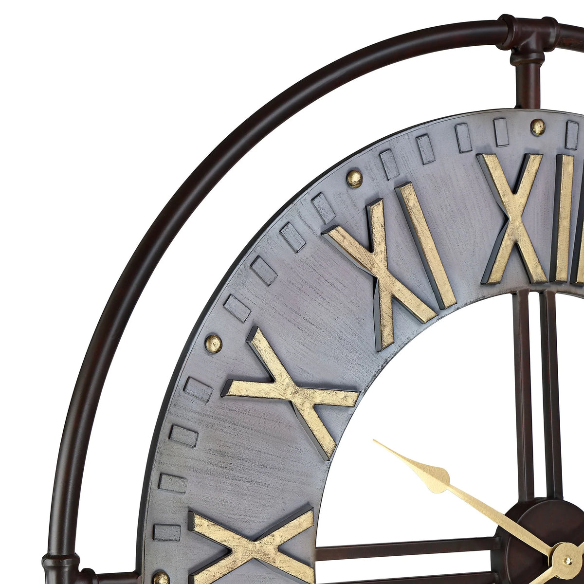 33" Wide Steel and Gold Wall Clock H68418