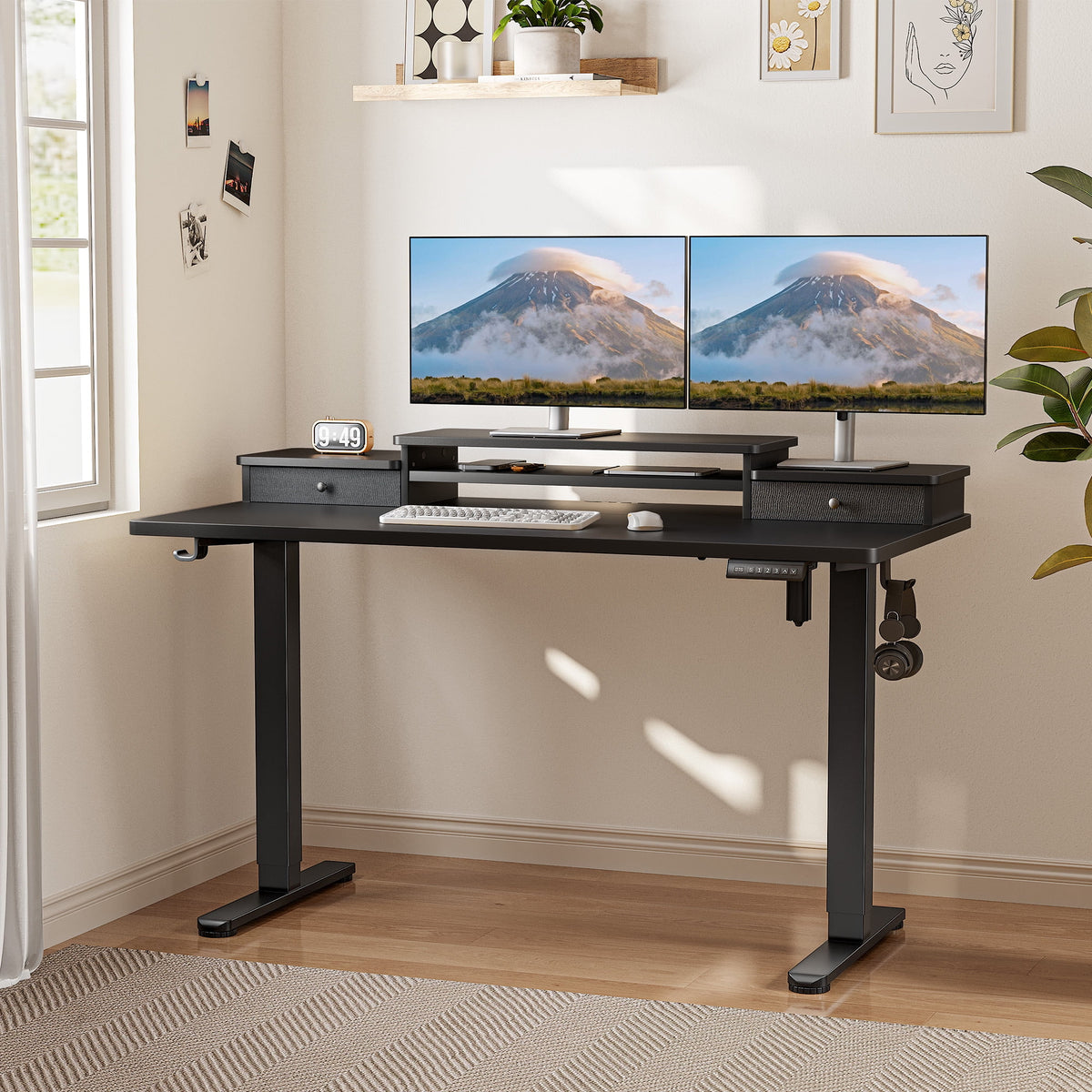 Black Electric Standing Desk with Drawer I45306