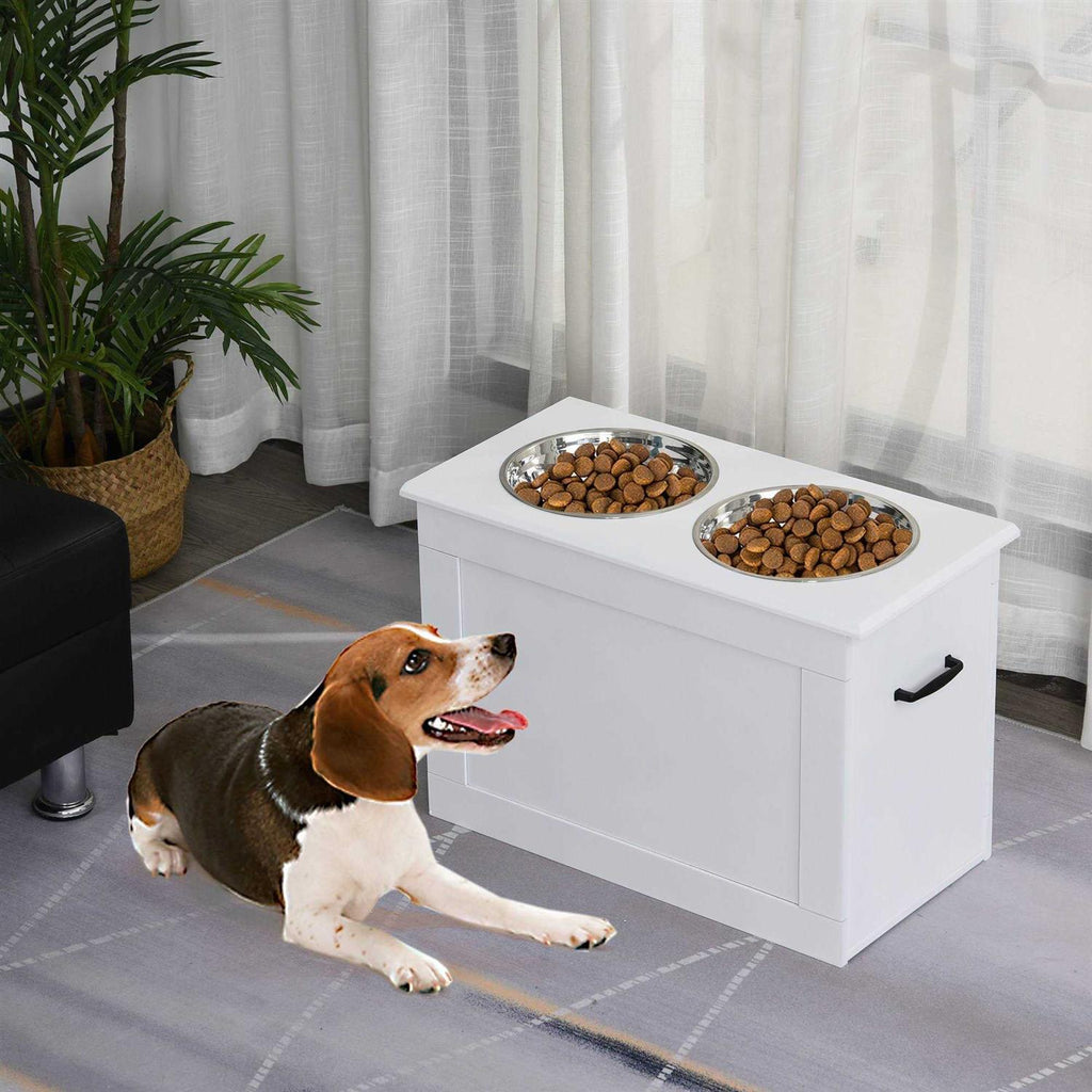 Raised Pet Feeding Station with 2 Stainless Steel Bowls J340