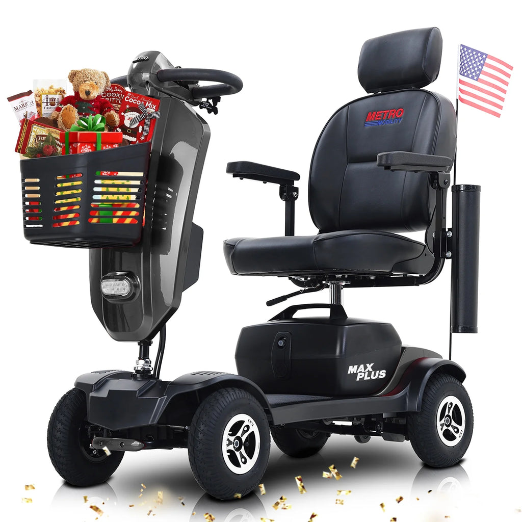 4 Wheels Mobility Scooter Grey LED Lights USB Port N665