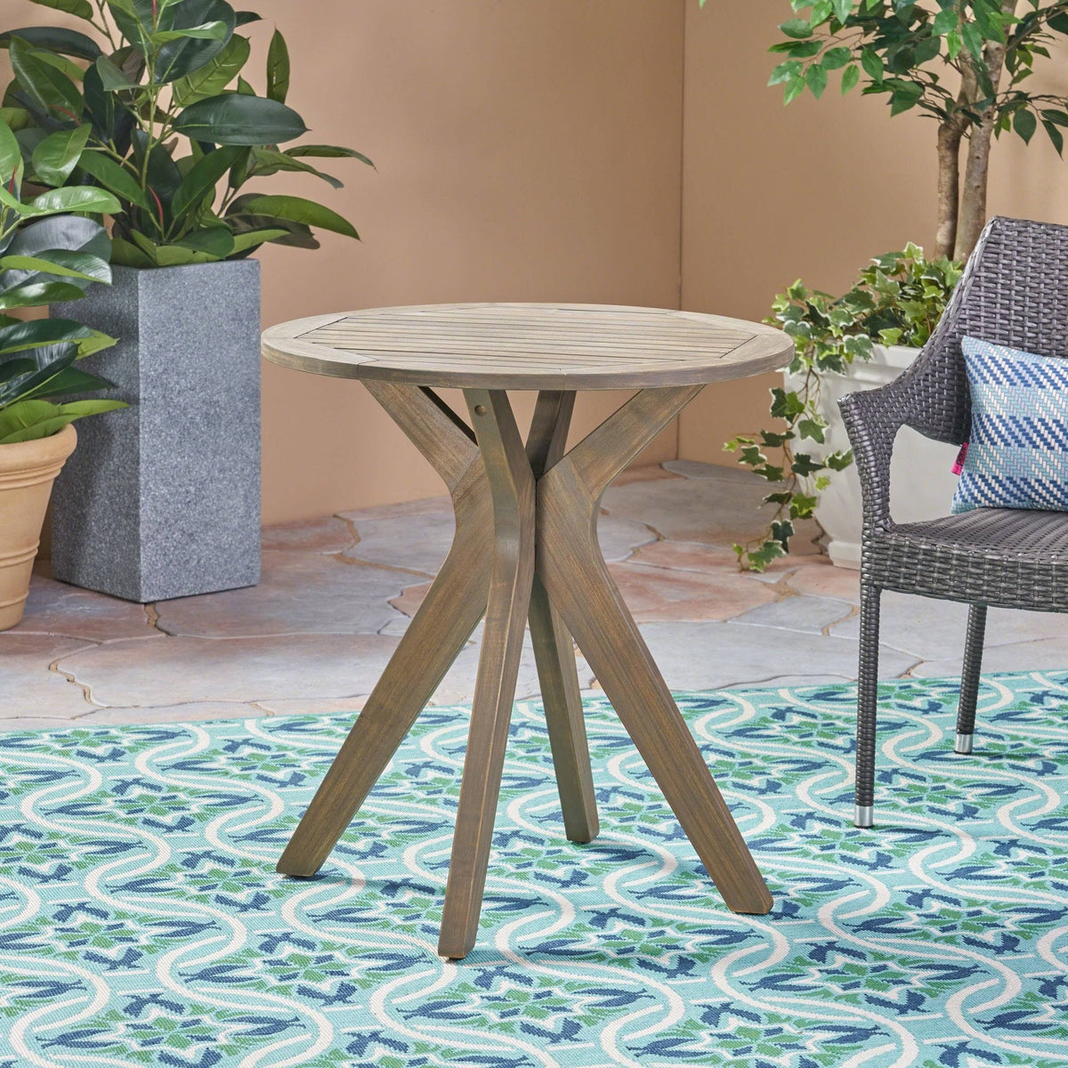 3 Piece Acacia Wood and Wicker Bistro Set M2179