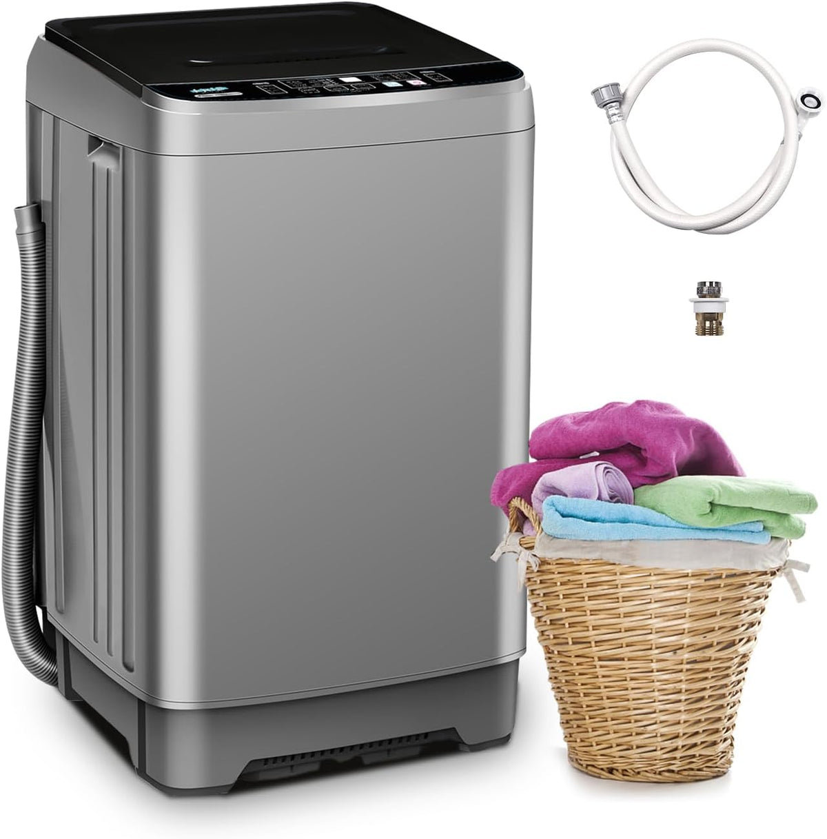 Grey Portable Compact Washing Machine with Led Display A147