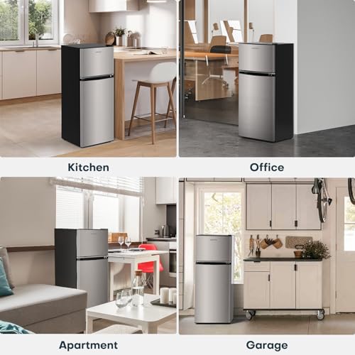 Black 4.0 Cu.Ft. Double Door Mini Refrigerator with Freezer O97972