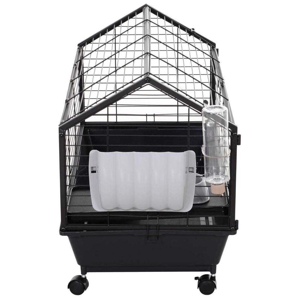 Rolling Metal Small Animal Hutch Cage with Main House and Run D522281