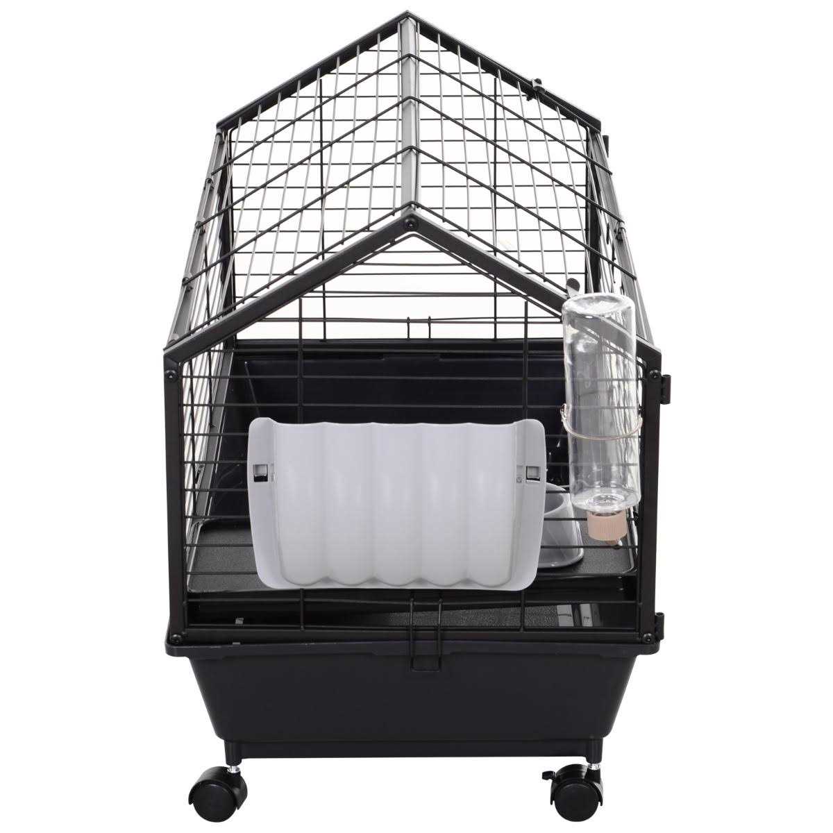 Rolling Metal Small Animal Hutch Cage with Main House and Run D522281