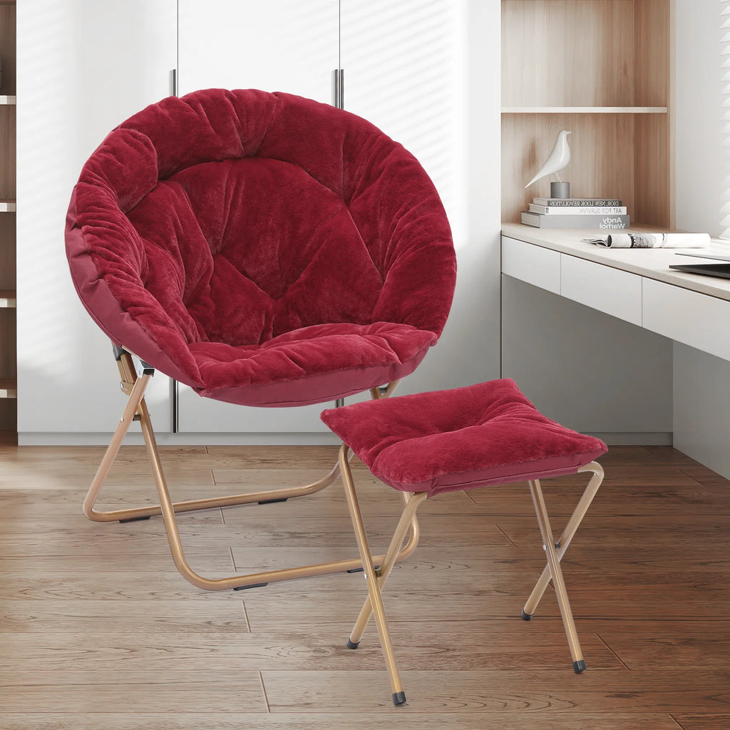 Set of 2 Oversized Folding Lounge Chair with Ottoman C713983