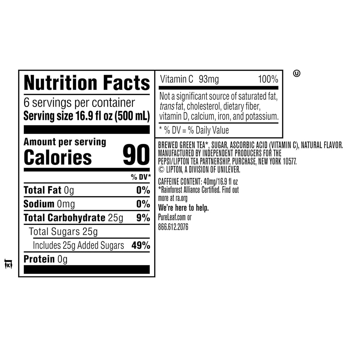 16.9 Fl Oz 6 Bottles Pack of 12 Green Iced Tea L928