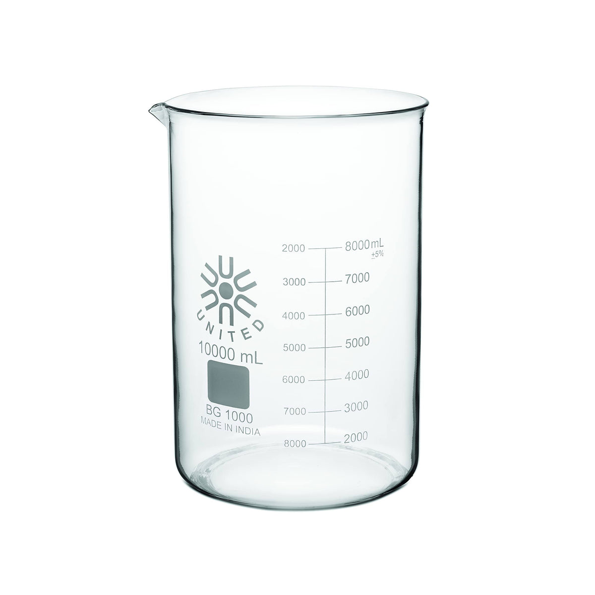 Borosilicate Glass Low Form Beakers, 10000ml Capacity E1590