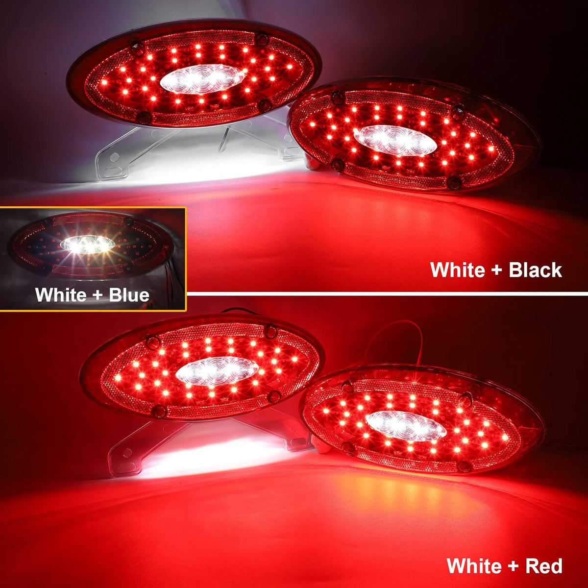 Red LED RV Tail Lights with Backup Reverse Lights and License Plate Light R151433
