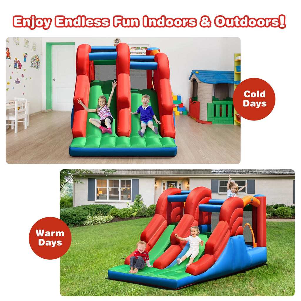 Inflatable Bounce House 3-in-1 Dual Slides Jumping Castle with 550W Blower J80016