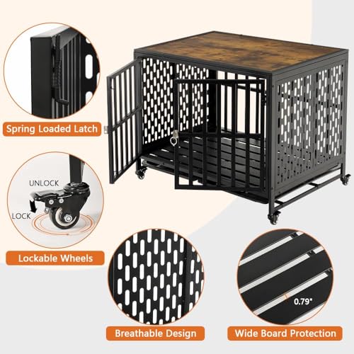 42 inch Black Heavy Duty Dog Crate Furniture K9878