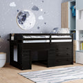 Grey Twin Loft Bed with 3-Drawer Cabinet and Storage Shelves C269898