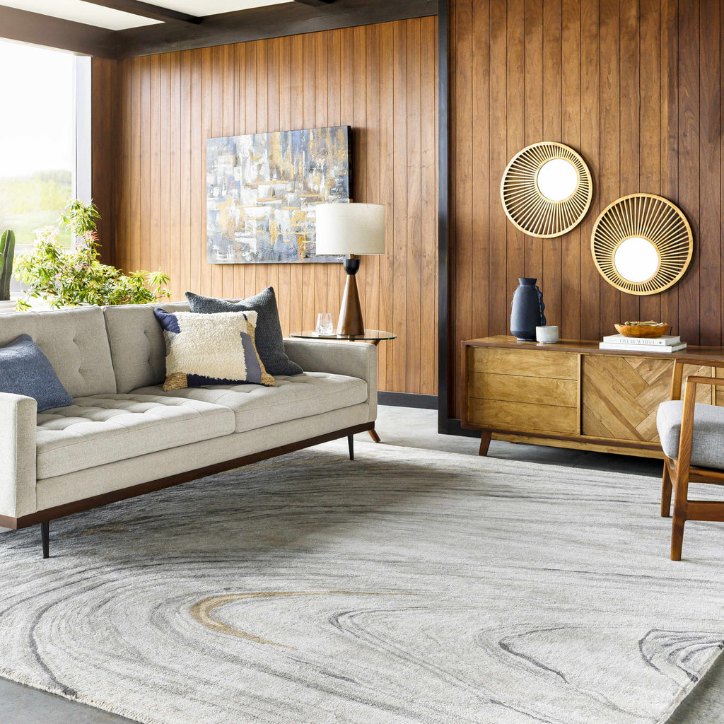 Gray Brown Round Area Rug U2155