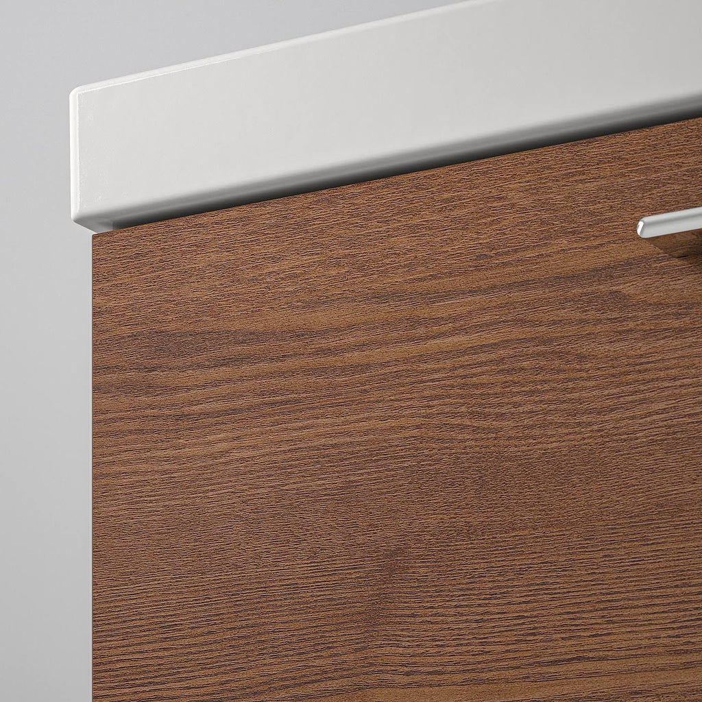 Brown Stained Ash Effect Sink Cabinet with 2 Drawers Q68845