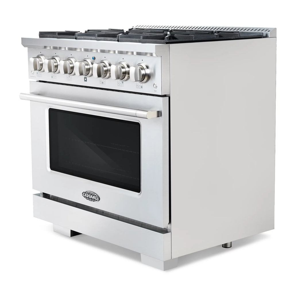 2 Piece Kitchen Appliance Package with 36" Freestanding Gas Range & 36" Under Cabinet Range Hood E776