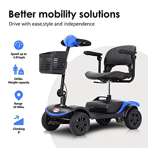 Red 4 Wheel Lightweight Electric Mobility Scooter with Extended Battery and Basket N16231