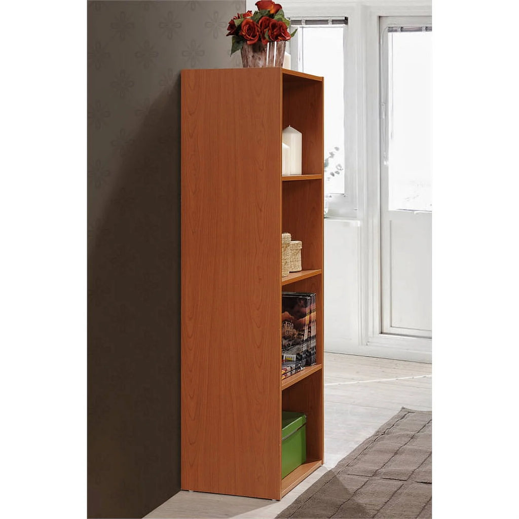 Four Shelf Wooden Bookcase in Cherry Finish J5436