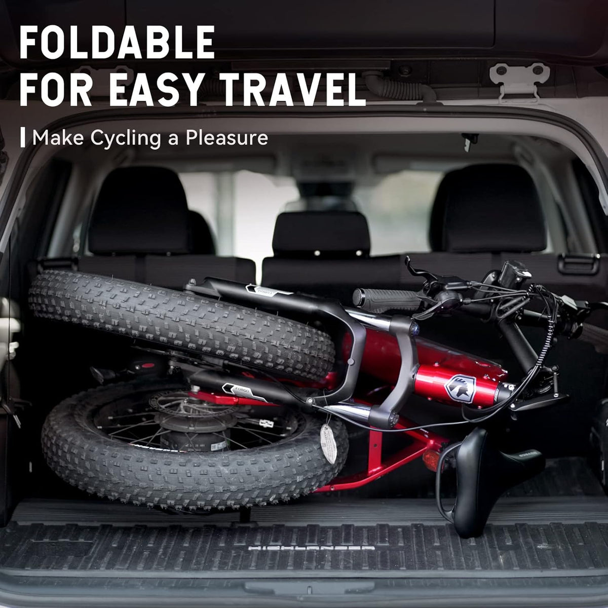 Red 20'' Fat Tire Electric Bike with 48V 15AH Battery and Shimano 7-Speed M62844