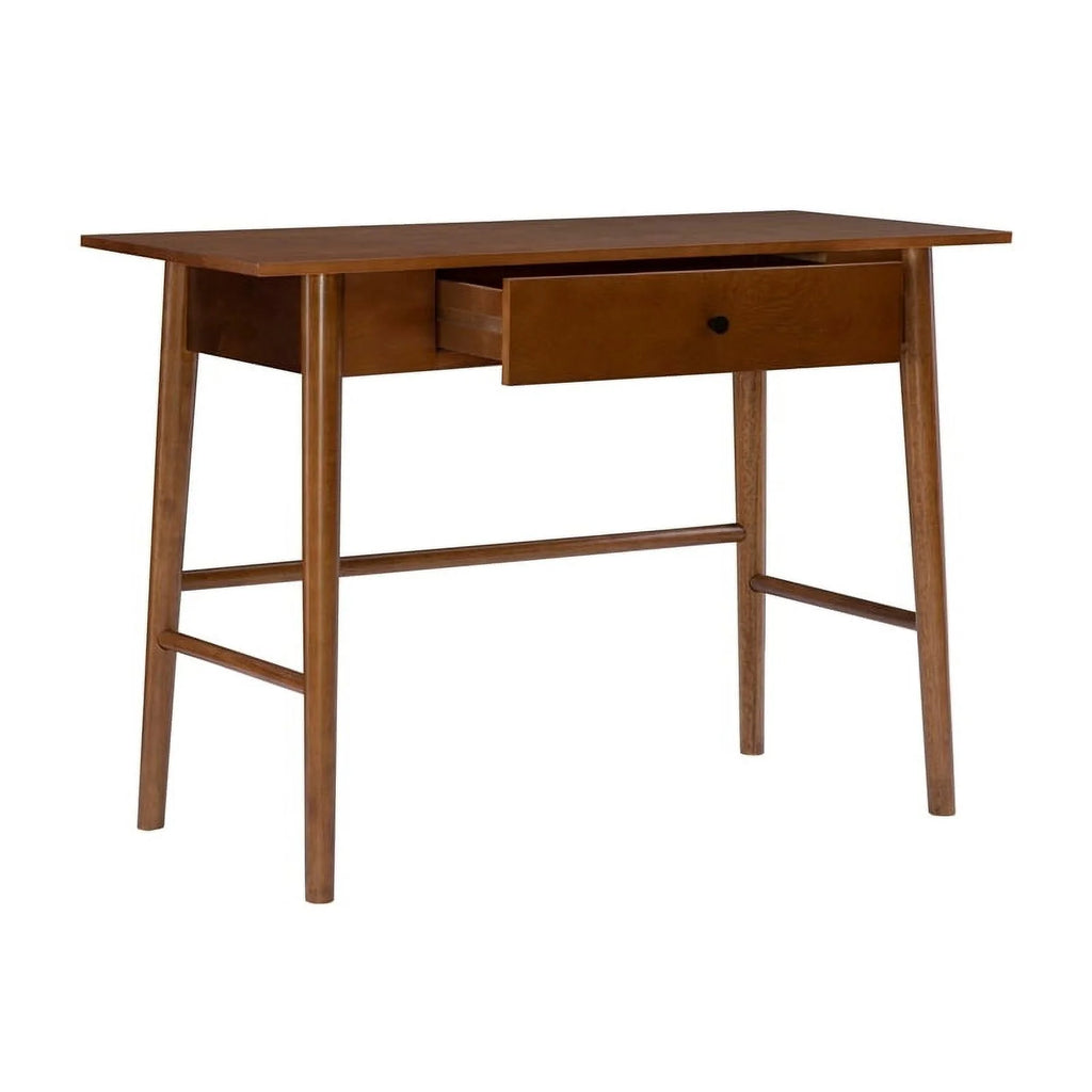 Mid-Century Wood/Metal Office Desk in Walnut Brown J641