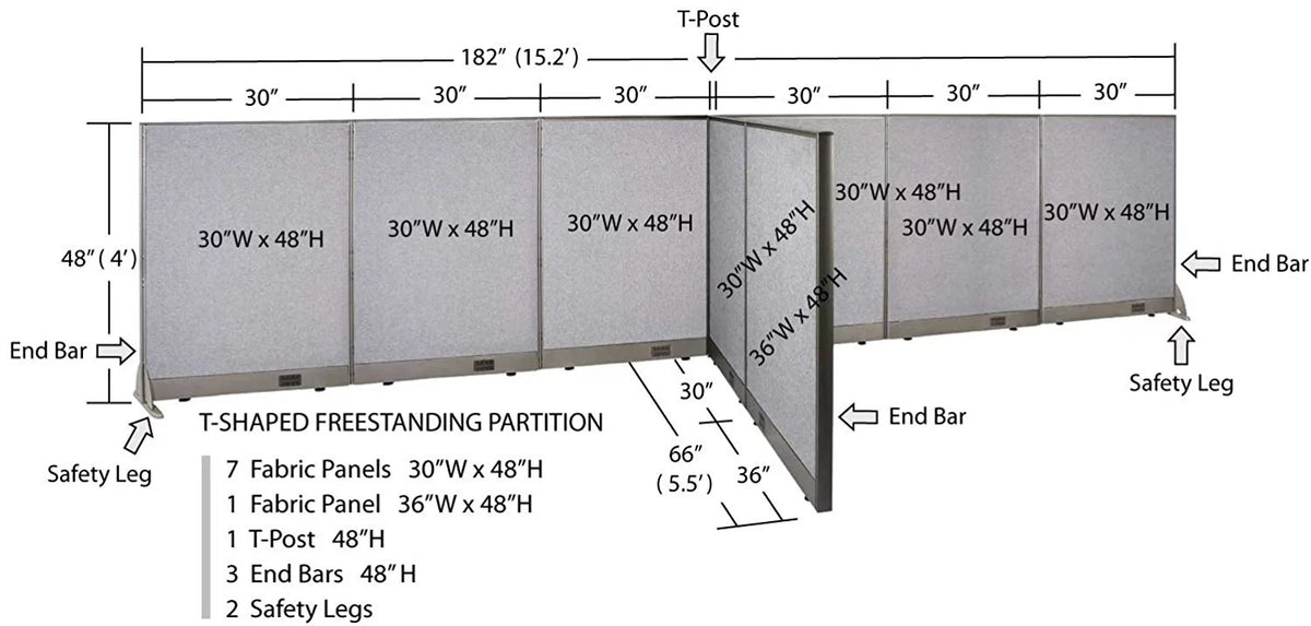 T-Shaped Freestanding Room Divider O406944