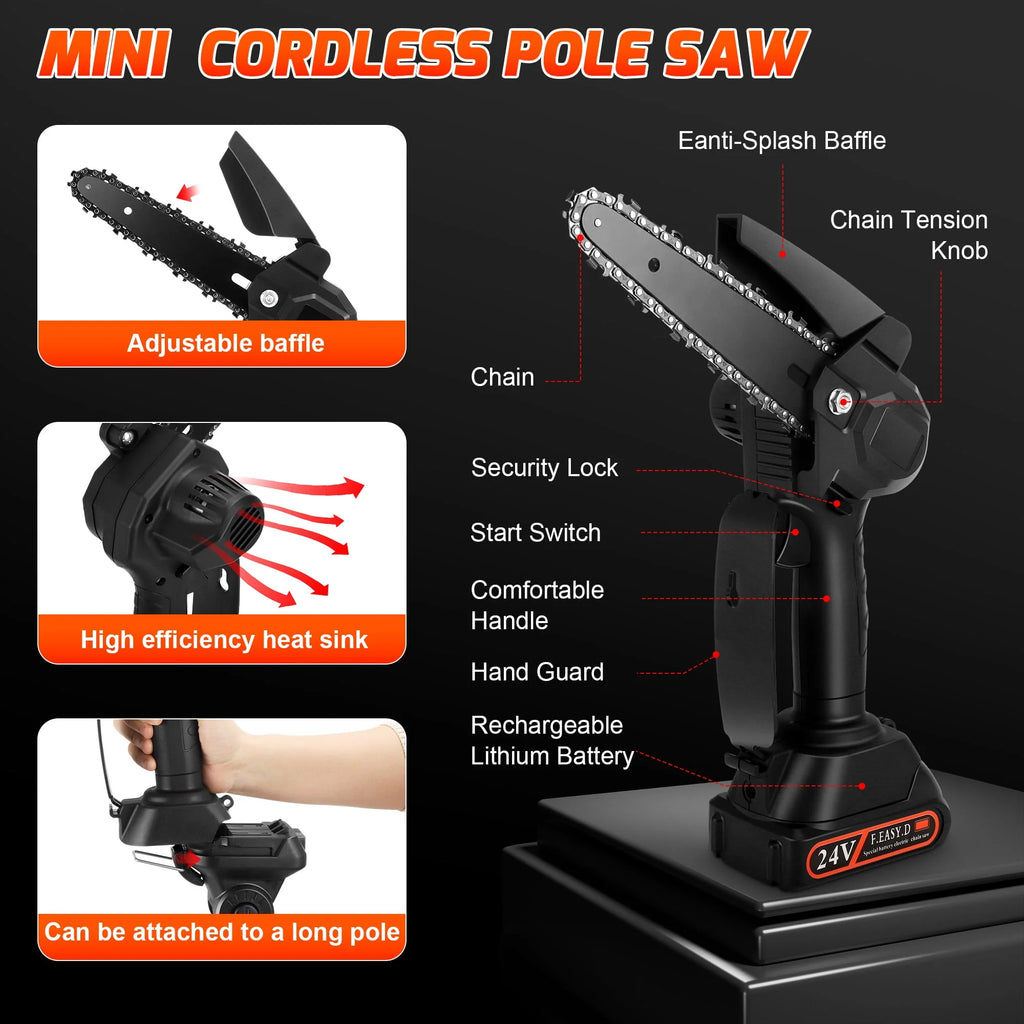 2-in-1 Cordless Pole Saw and Mini Chainsaw with Extension Rod O4980