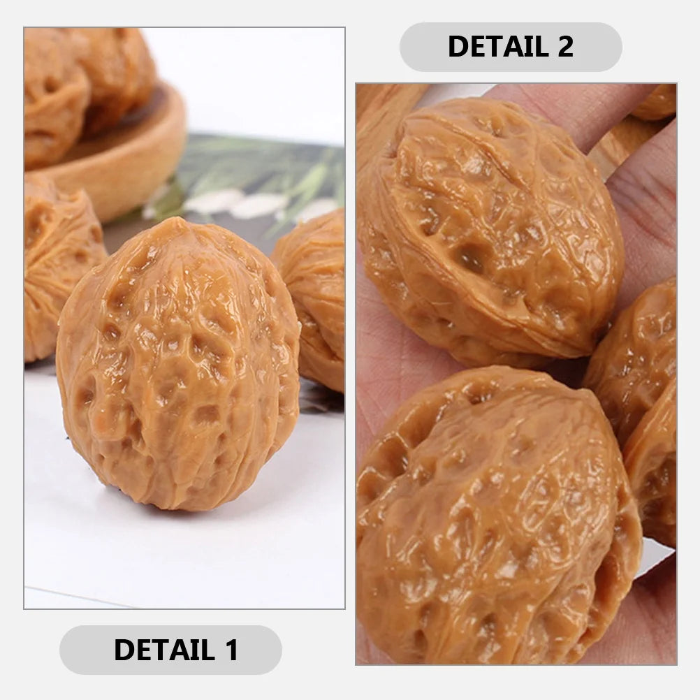 6 Pcs Miniature Doll House Artificial Walnuts Decorations D143