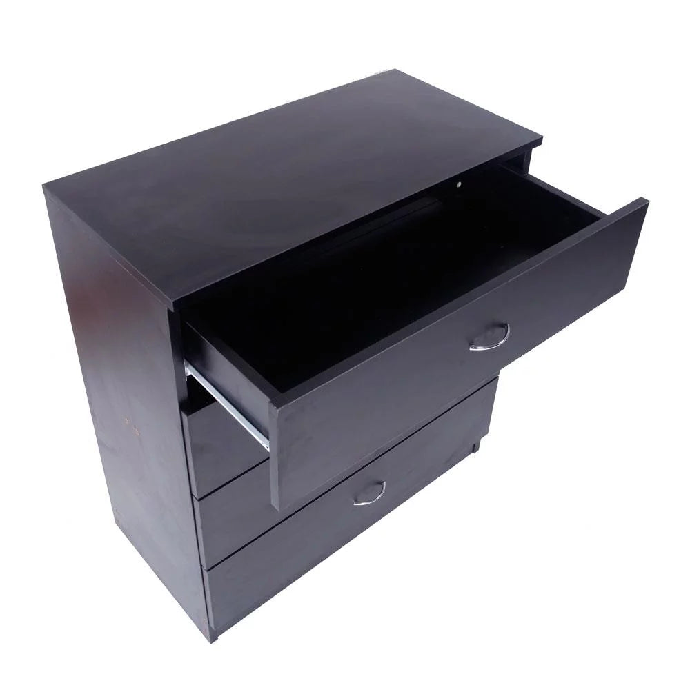 Black 4 Drawer Wood Nightstand V842173