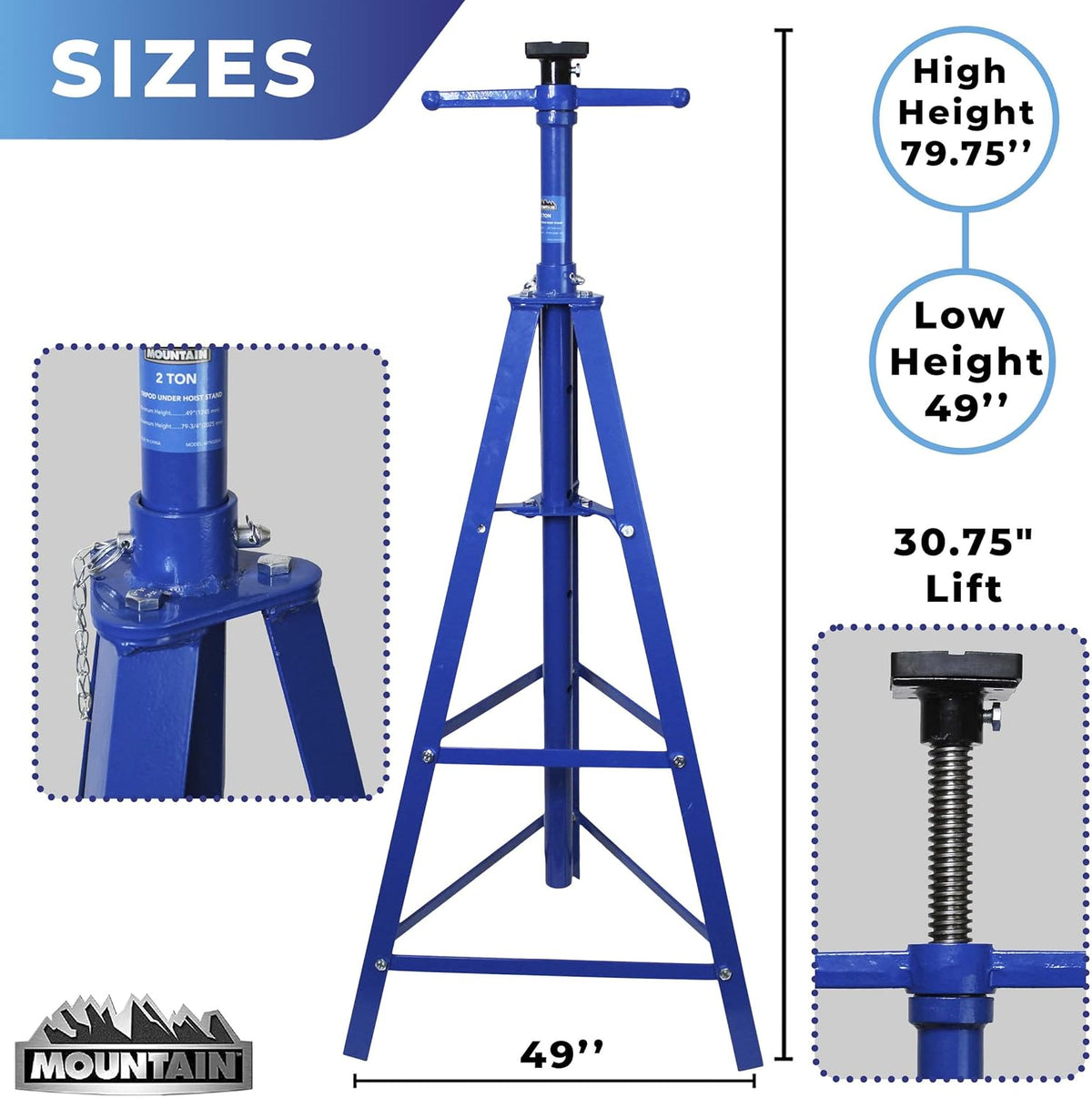 2 Ton Tripod Underhoist Stand S7751