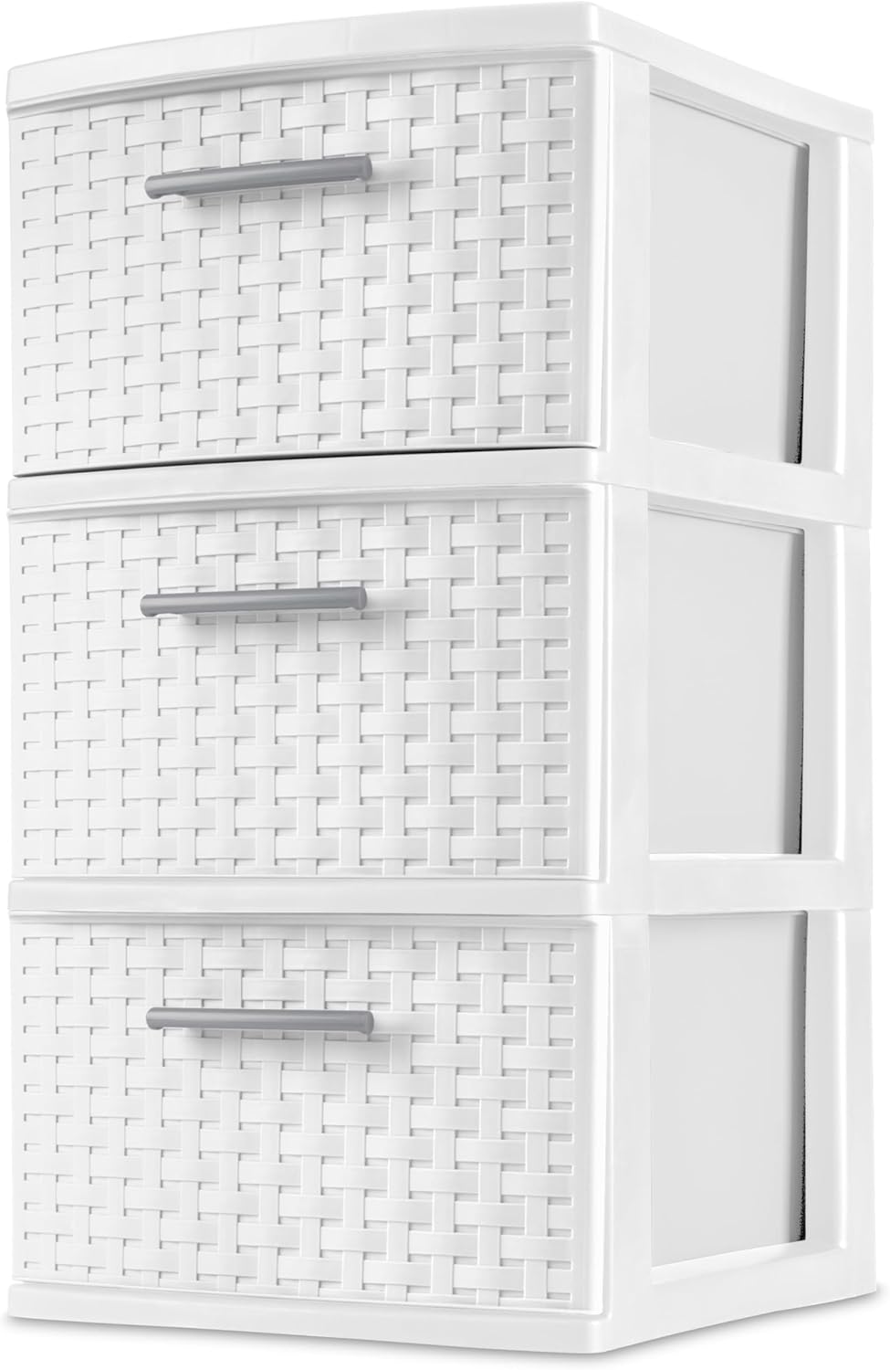 White 3 Drawer Weave Tower K6882