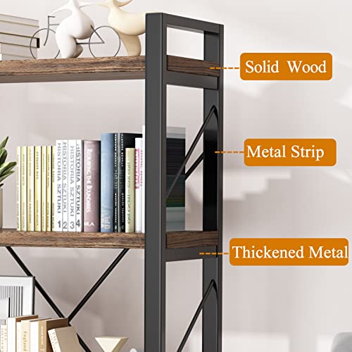 4 Tier Rustic Solid Wood Metal Bookshelf Z6350