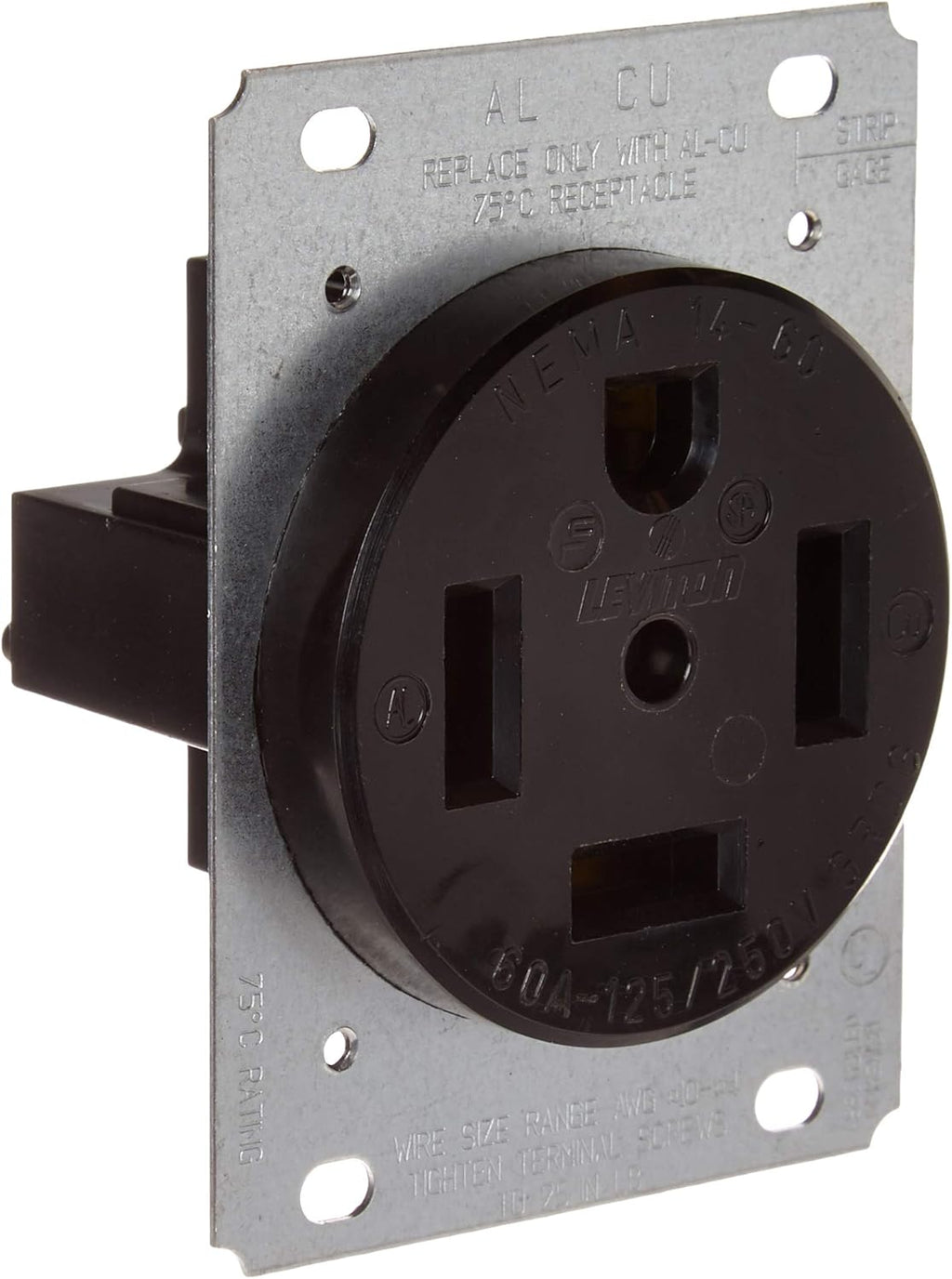 60 Amp 125/250 Volt Flush Mounting Receptacle Black Pack of 2 K258277