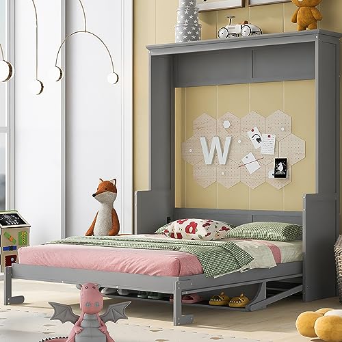 Queen Size White Murphy Bed Cabinet with Closet X111548