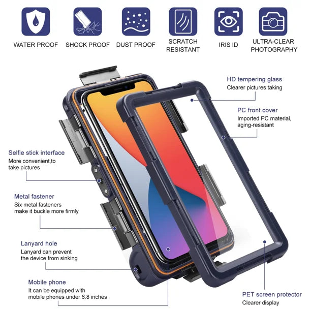 Waterproof Protective Case for Phones Up to 6.9 Inch with Lanyard H13860