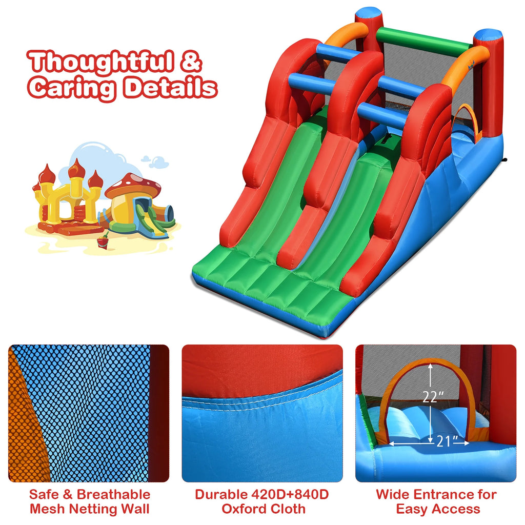 Inflatable Bounce House 3-in-1 Dual Slides Jumping Castle with 550W Blower J80016