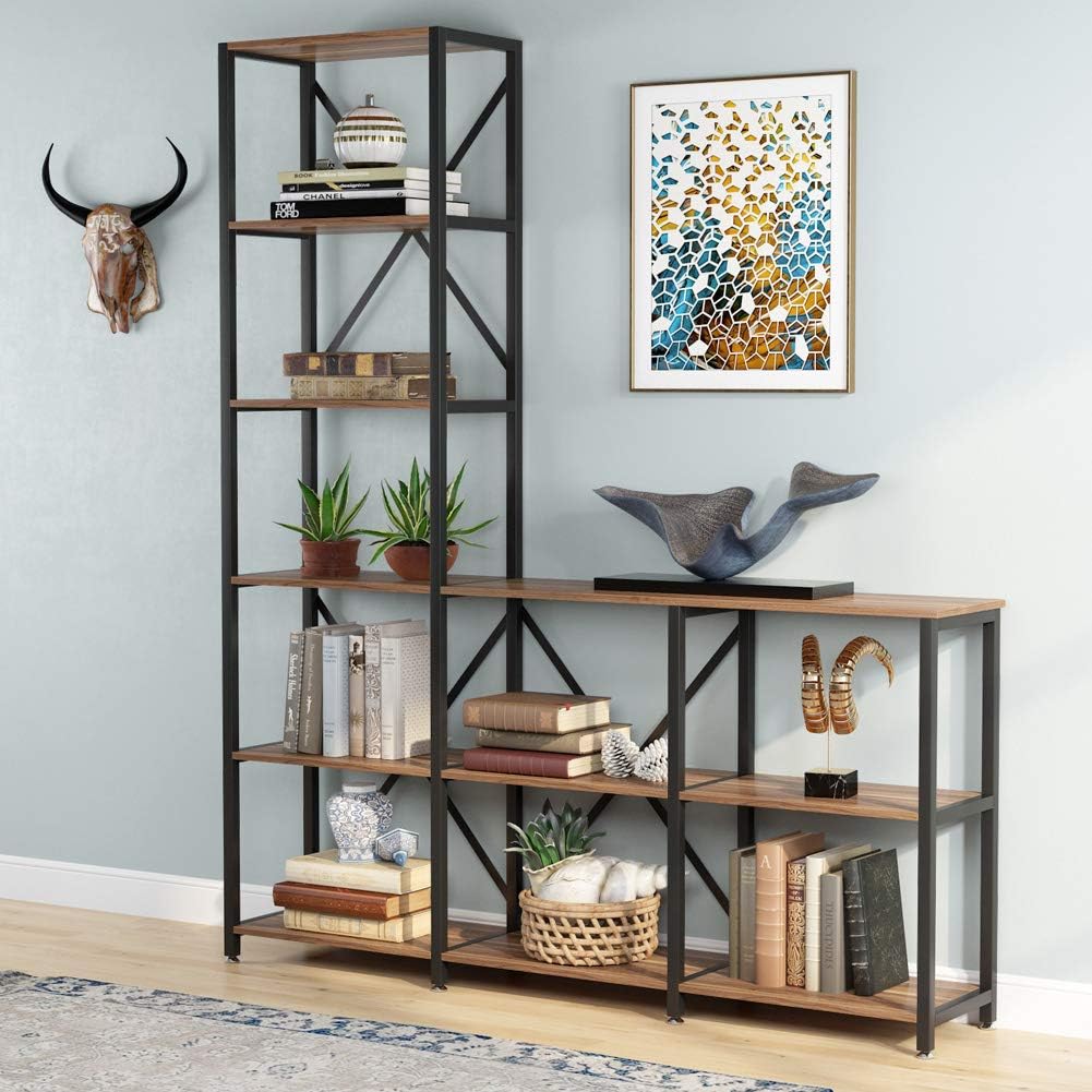 Walnut 6-Tier Ladder Corner Bookcase I4902