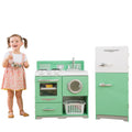 2-Piece Wooden Play Kitchen Set with Refrigerator, Dryer and Laundry Basket L997