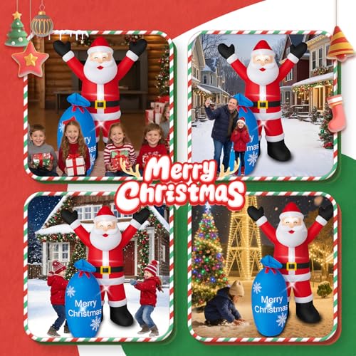 Inflatable Santa Claus Christmas Yard Decor with LEDs F633
