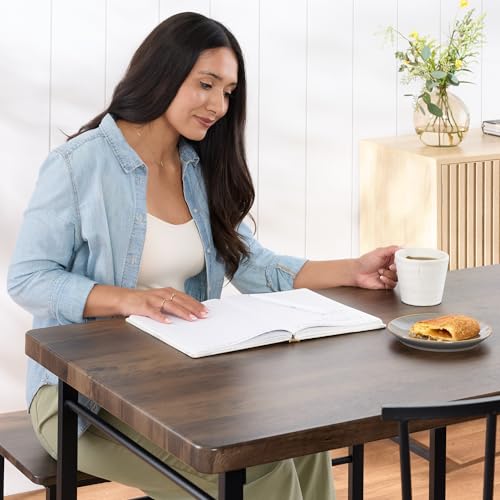 4-Piece Dining Table Set with 2 Chairs and Bench Q99470