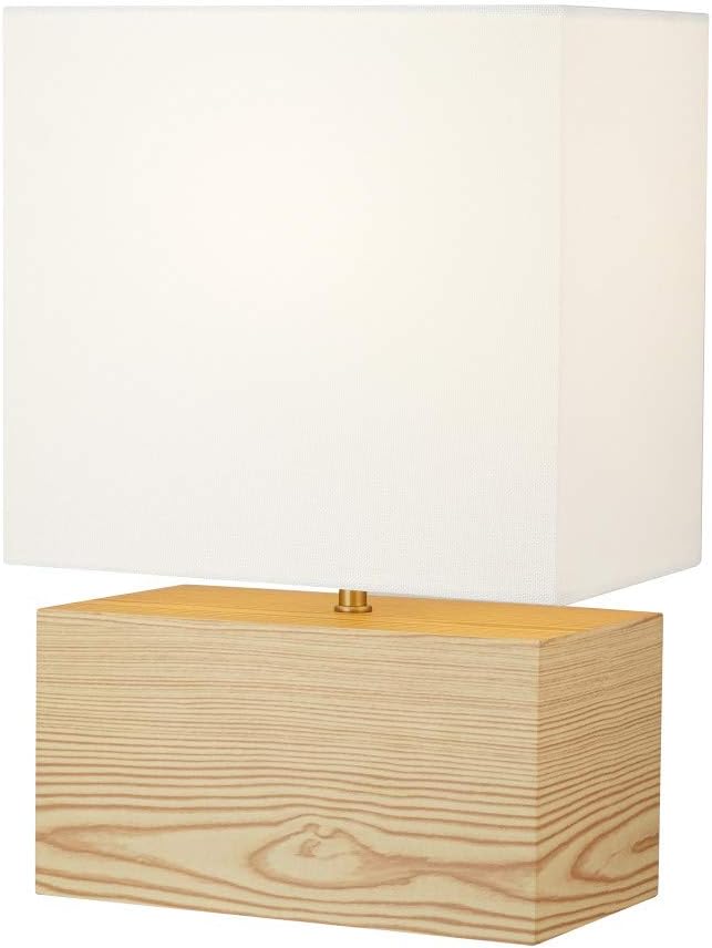 Mid-Century Modern Table Lamp with Square Shade, Blond Wood/Antique Brass J546015