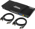 HDMI KVM Switch 2 Port 4K@60Hz Ultra HD 2x1 with 2 Pcs 5ft KVM Cables X32512