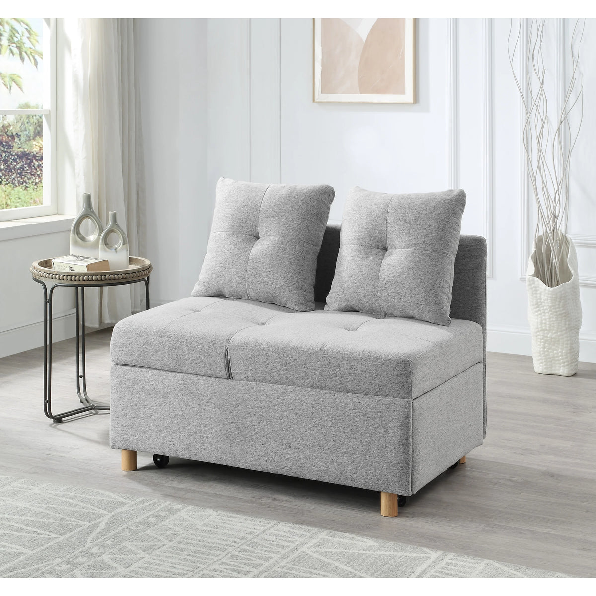 Light Gray Convertible Single Sofa Bed B840