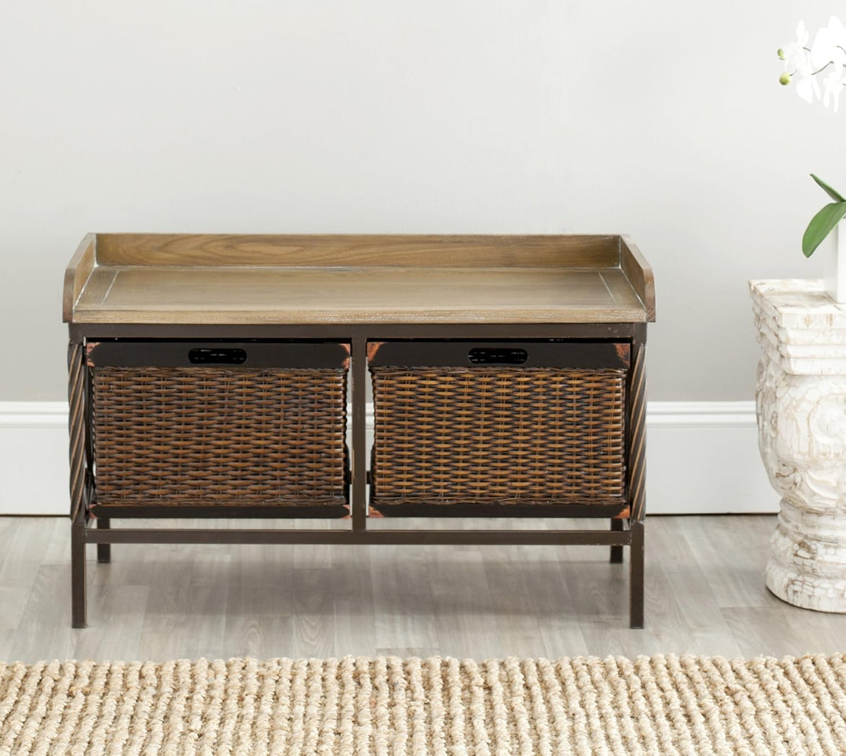Antique Pewter French Grey Storage Bench F215787