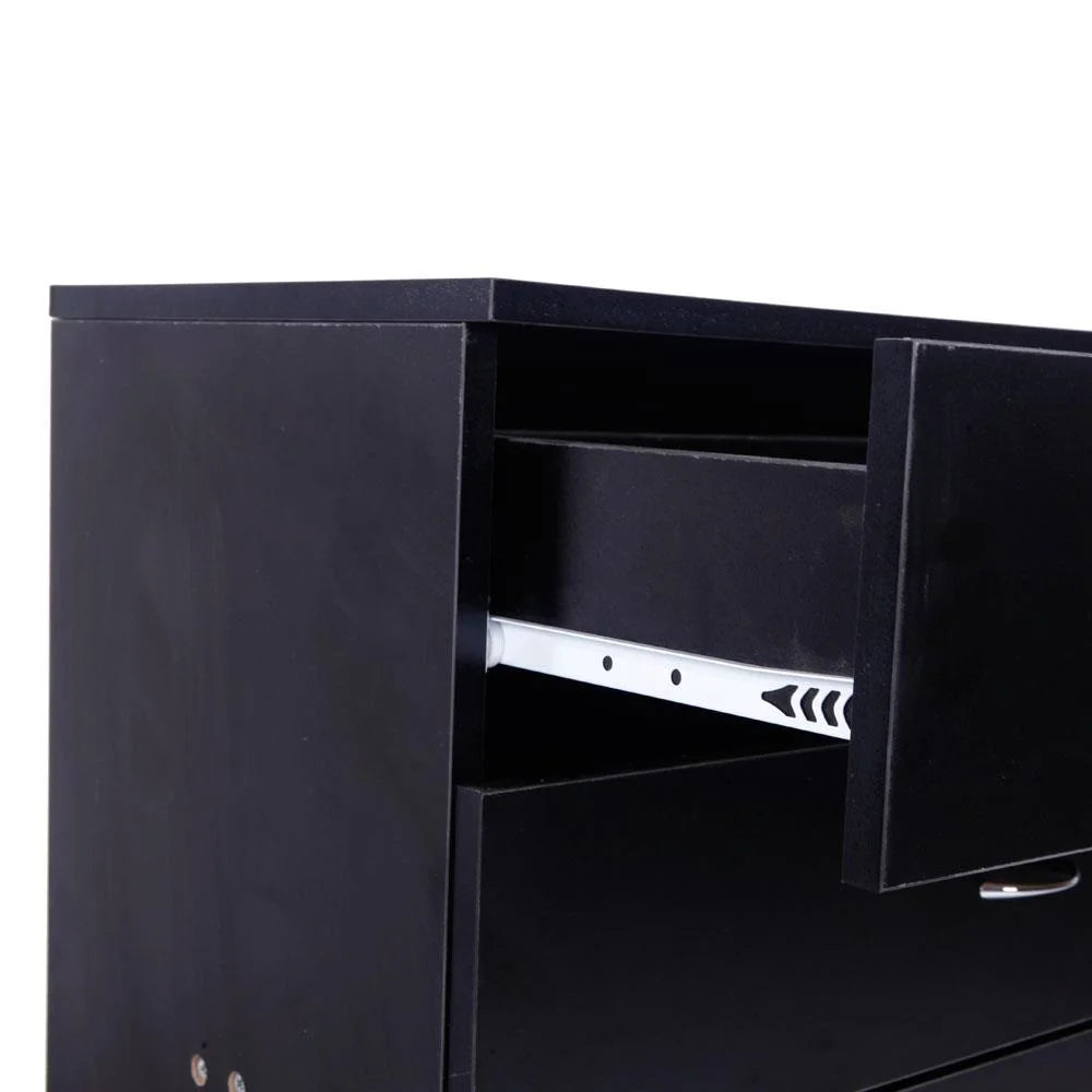 Black 4 Drawer Wood Nightstand V842173