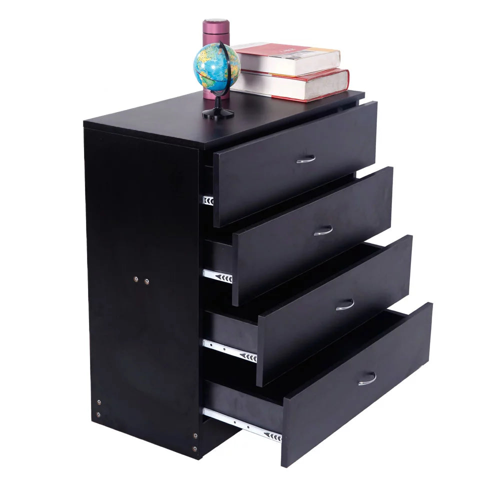 Black 4 Drawer Wood Nightstand V842173