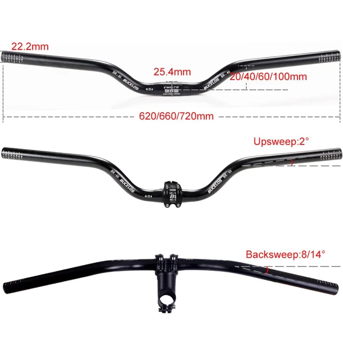 25.4mm Aluminum Alloy MTB Riser Bars P714