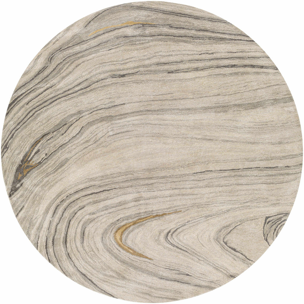 Gray Brown Round Area Rug U2155