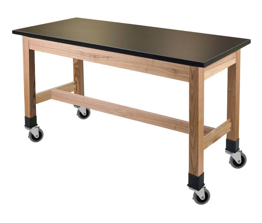 Wood Science Lab Table with Phenolic Top and Casters H75836