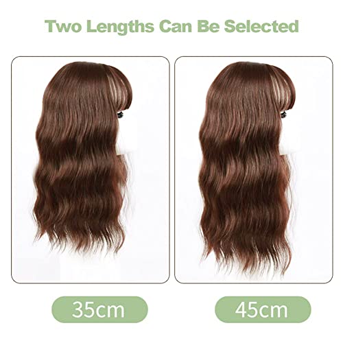 14" Dark Brown Silk Top Base Water Wave Hair Topper V2846