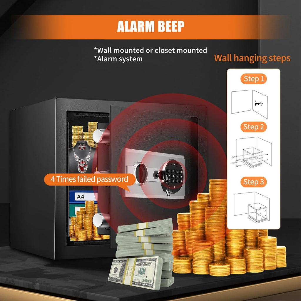 1.5 Cu ft Fireproof Waterproof Digital Home Safe Box with Detachable Shelf Z10504