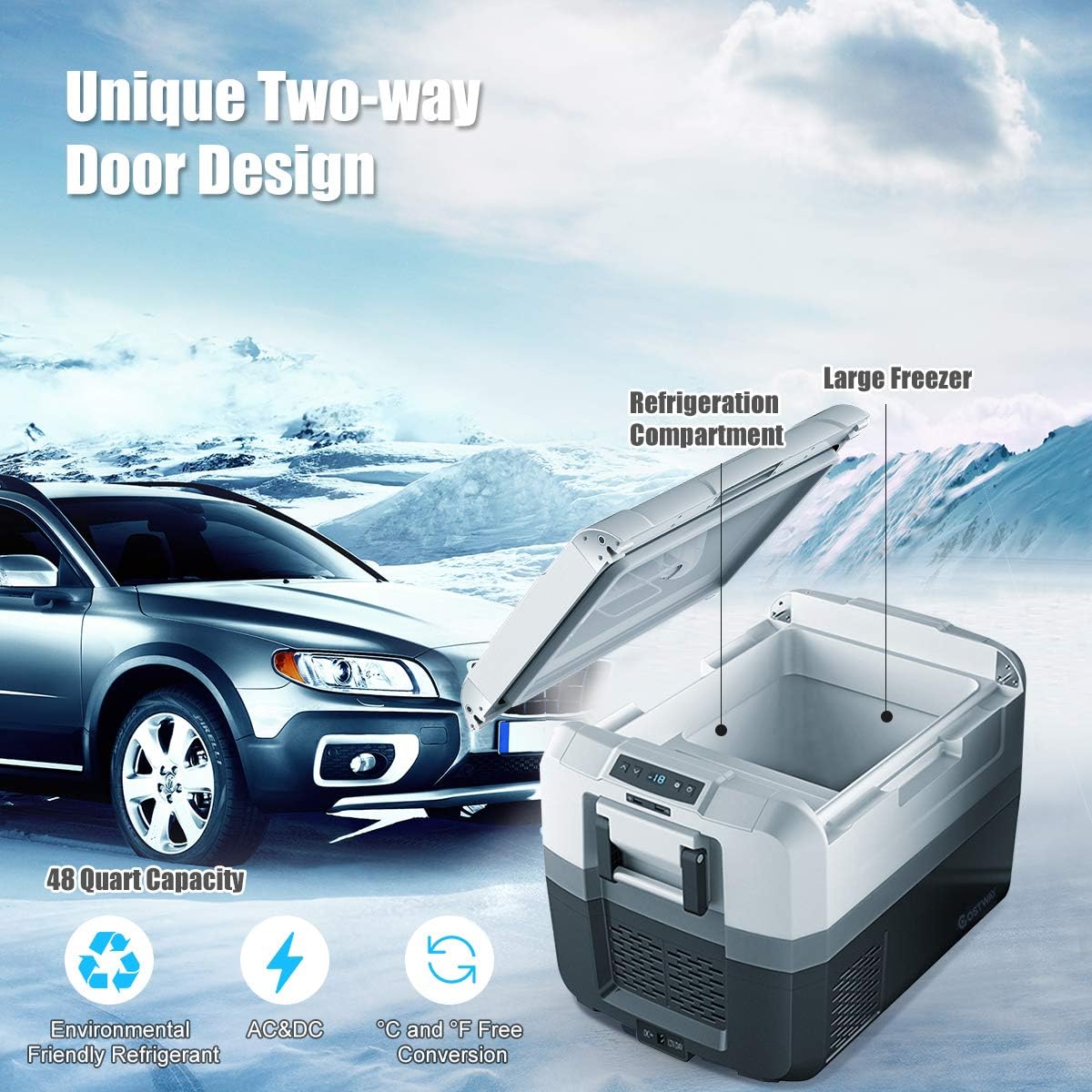 Portable Car Refrigerator 48-Quart Compressor Travel Fridge V15877